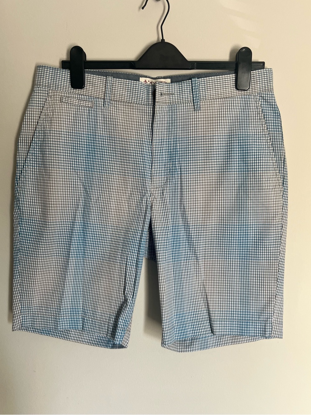 ORIGINAL PENGUIN Men's Blue Gingham Stretch Performance Shorts Size 32 NWOT